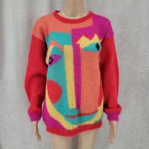 JEANNE PIERRE Colorful Abstract Face Sweater
